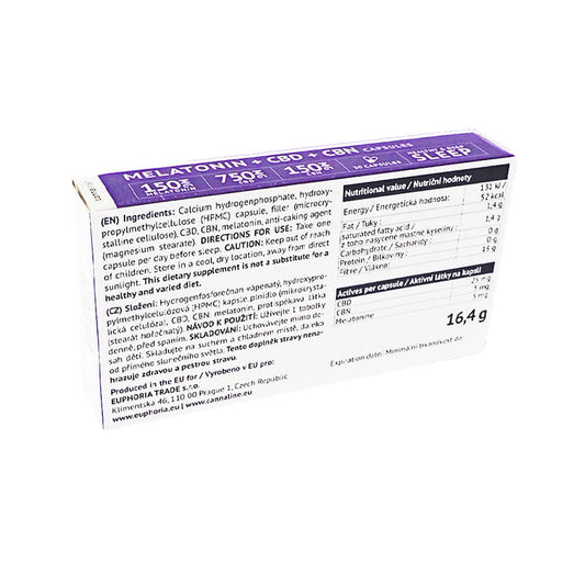 Capsule cu Melatonină Cannaline cu CBD și CBN (30 Capsule) - CBD Plus